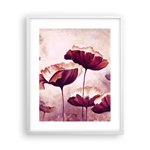 Pôster em moldura branca - Pétala vermelha e branca - 40x50 cm