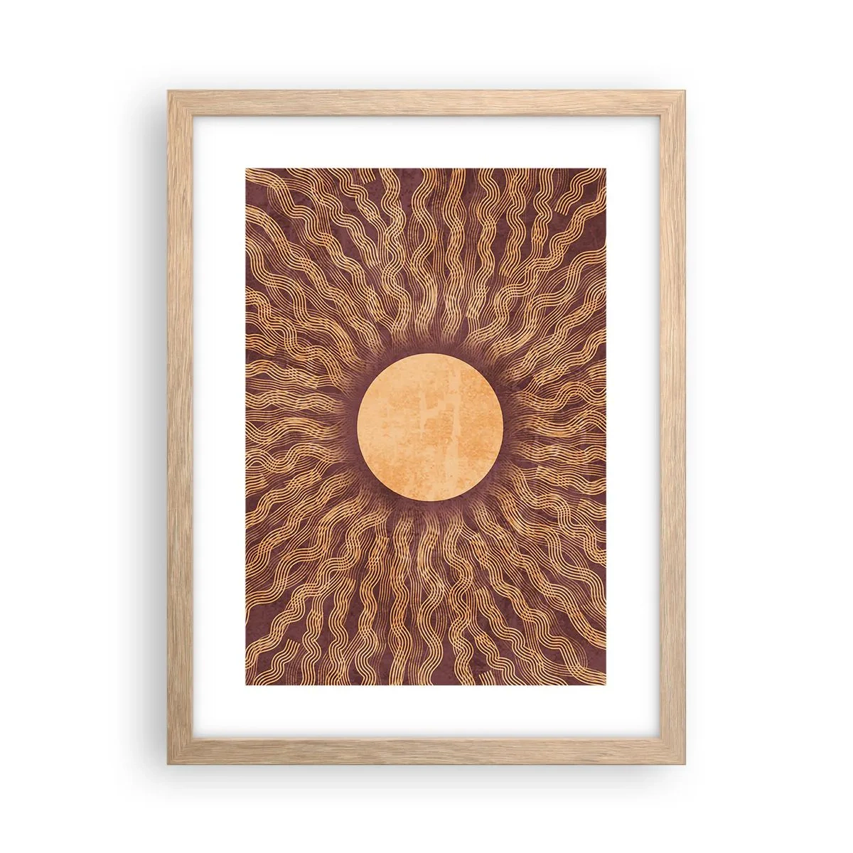 Pôster com moldura de carvalho claro - Ícone do sol - 30x40 cm
