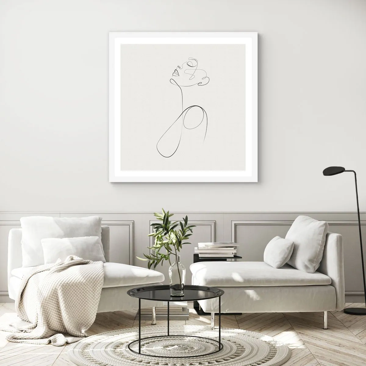 Pôster em moldura branca - Enrolada em sonhos - 60x60 cm