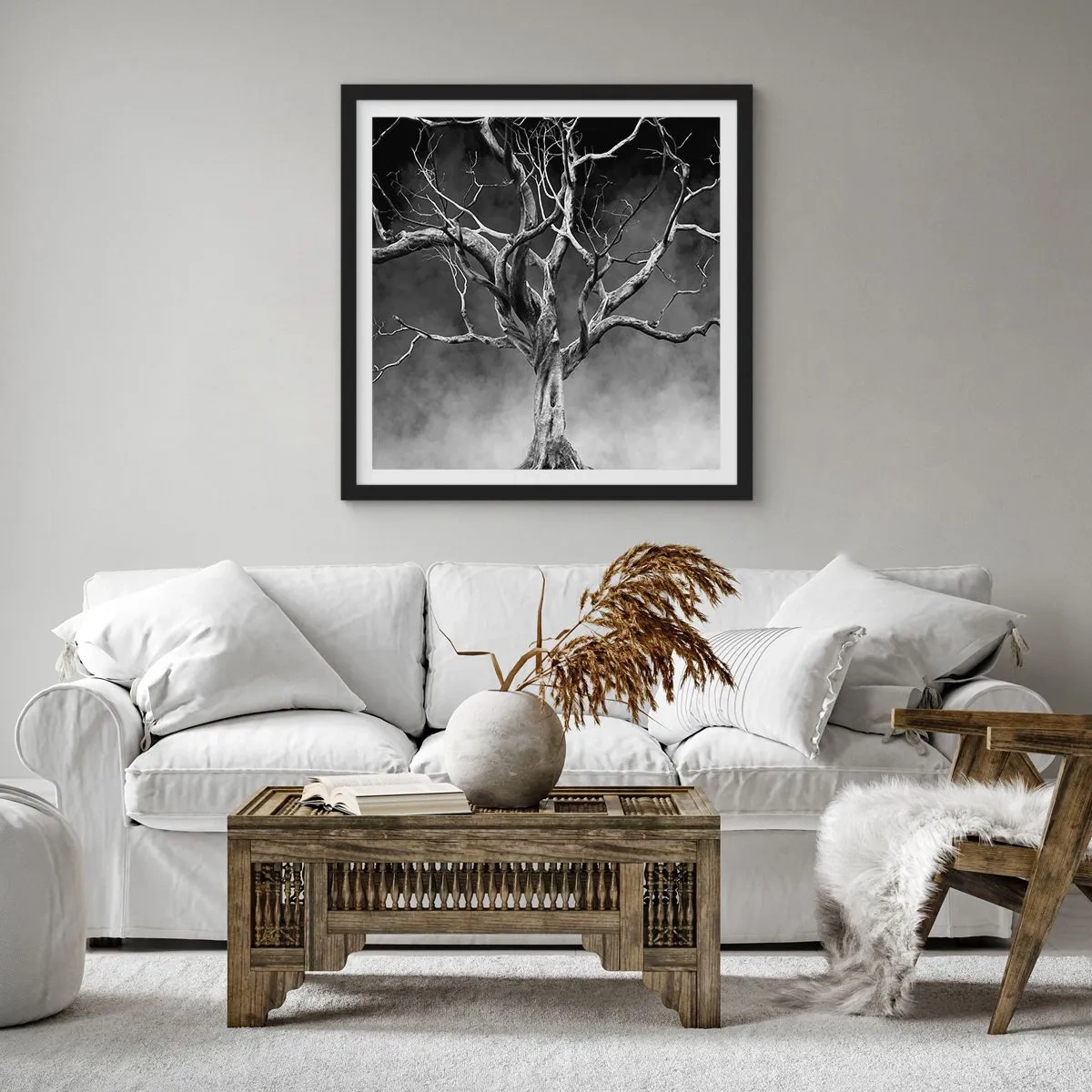 Pôster com moldura preta - Primitivo e sagrado - 60x60 cm