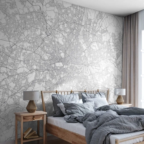 Papel de parede personalizado Premium Sand - Mapa do labirinto de Londres - Cidade, Mapa da cidade, Londres