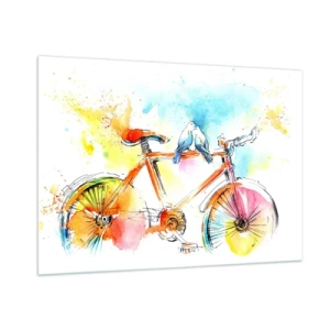 Quadro em vidro - A dois na bicicleta - 100x70 cm