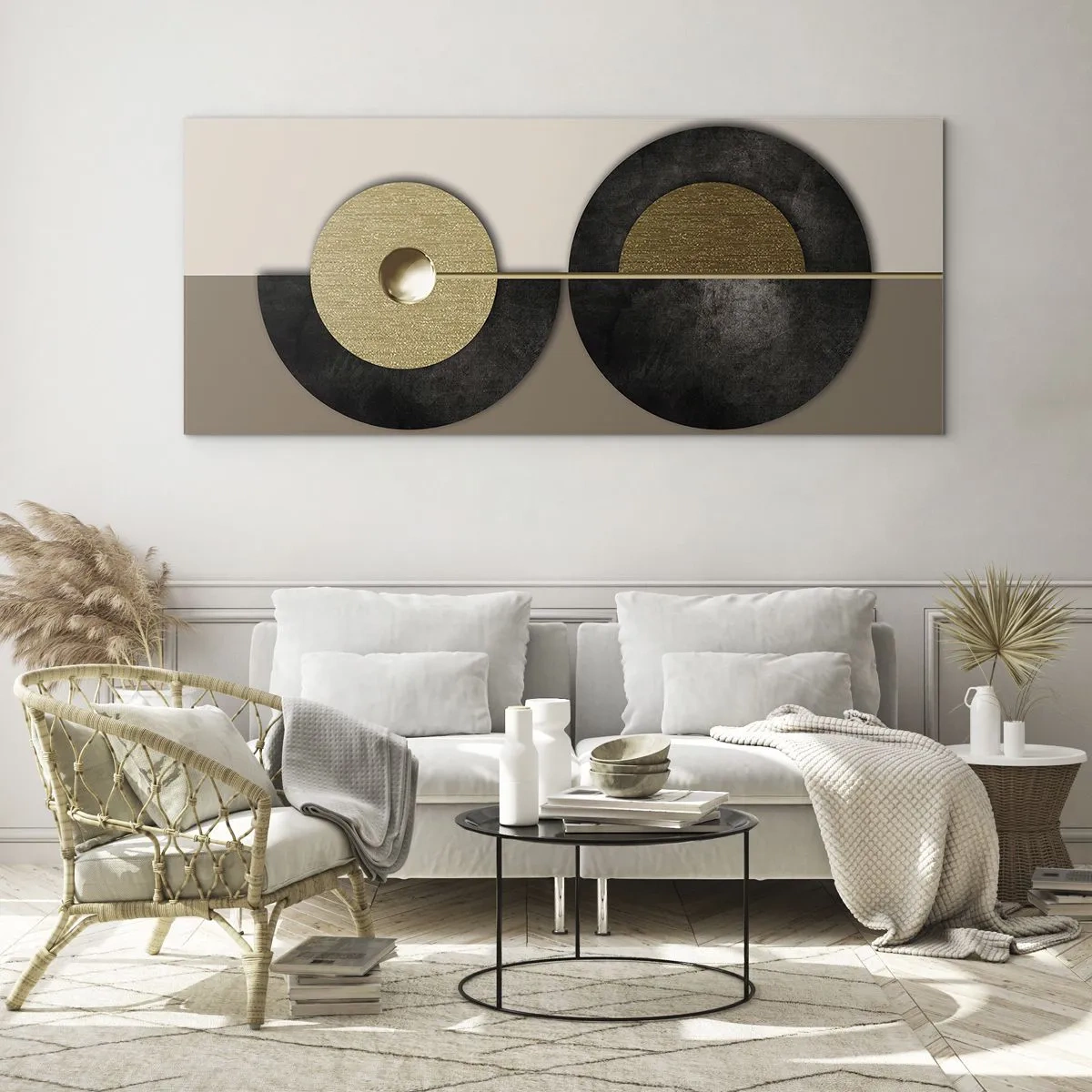 Quadro em vidro - Variações ao redor do círculo - 140x50 cm