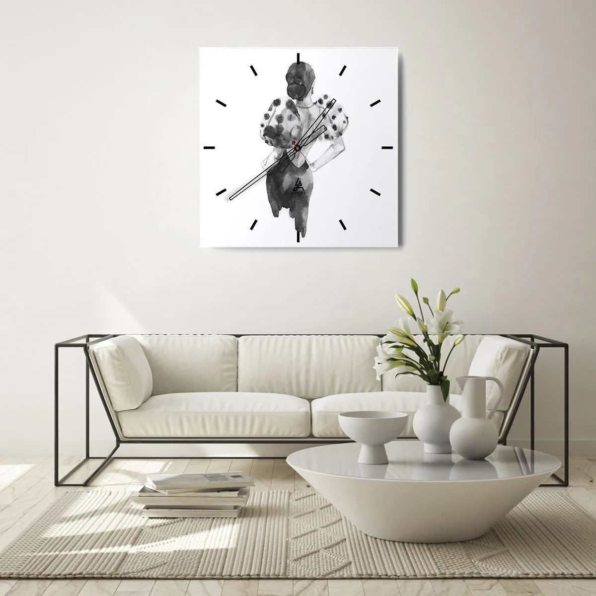 Relógio de parede - Relógio em vidro - Ela passou por aqui - 40x40 cm