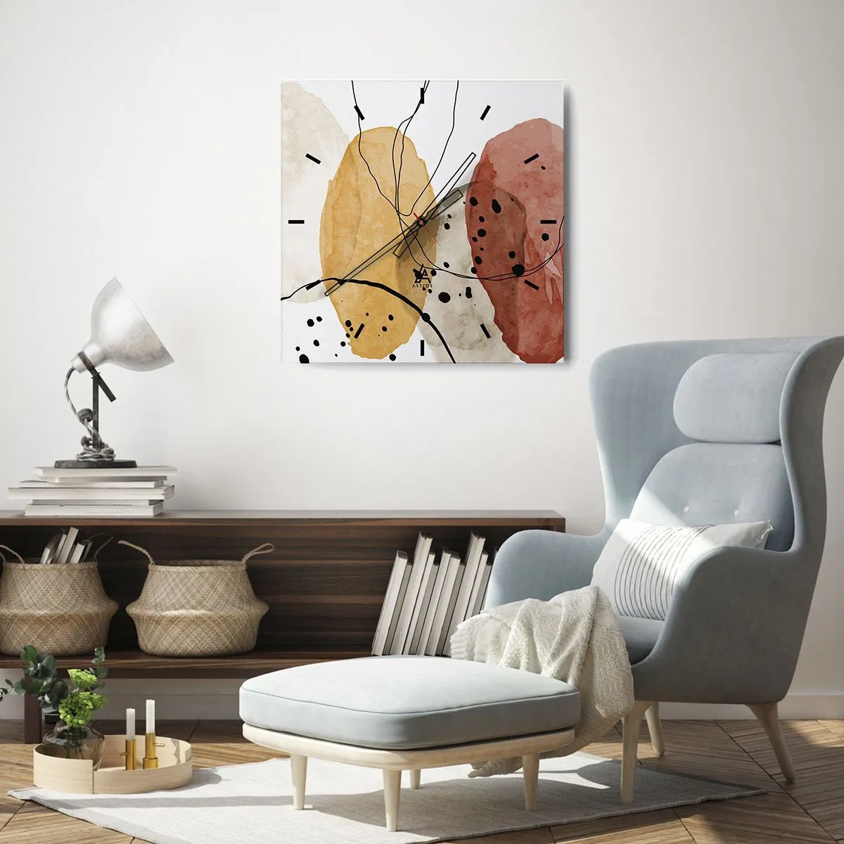 Relógio de parede - Relógio em vidro - Como o ar leve e transparente - 30x30 cm