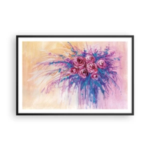 Pôster com moldura preta - Fonte de rosas - 91x61 cm
