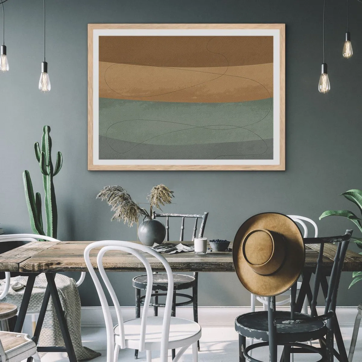 Pôster com moldura de carvalho claro - Composição horizontal - 70x50 cm