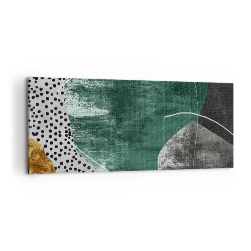 Quadro em tela - Abstração colorida com folha de ouro - 100x40 cm