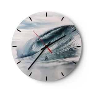 Relógio de parede - Relógio em vidro - Uma onda dinâmica do oceano capturada em movimento - 30x30cm - Pico de água - Decoração de parede moderna para a sala de estar, cozinha e quarto ARTTOR