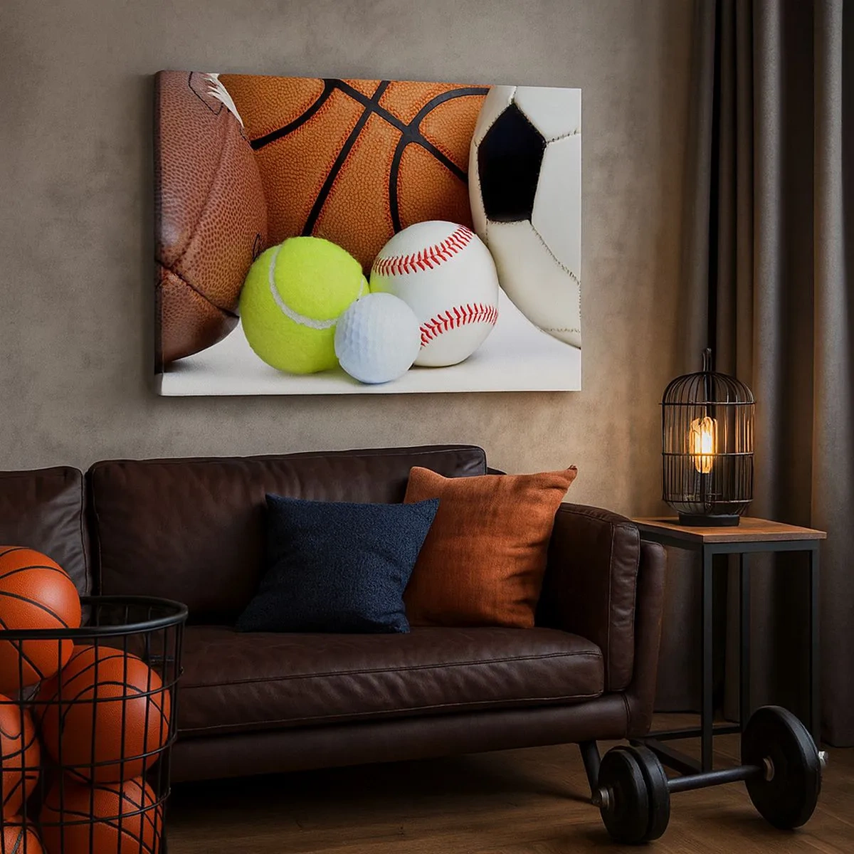 Quadro em tela - Bolas de várias modalidades esportivas - 70x50cm - Adoramos uma bola! - Decoração de parede moderna para a sala de estar e quarto ARTTOR