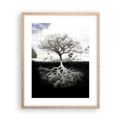 Pôster com moldura de carvalho claro - Descobrir a natureza do mundo - 40x50 cm