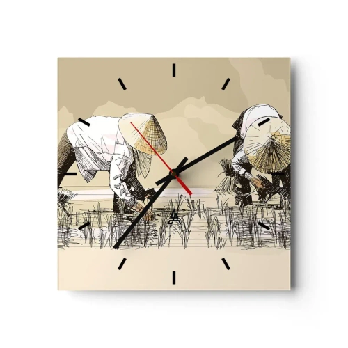 Relógio de parede - Relógio em vidro - Boa colheita  - 40x40 cm