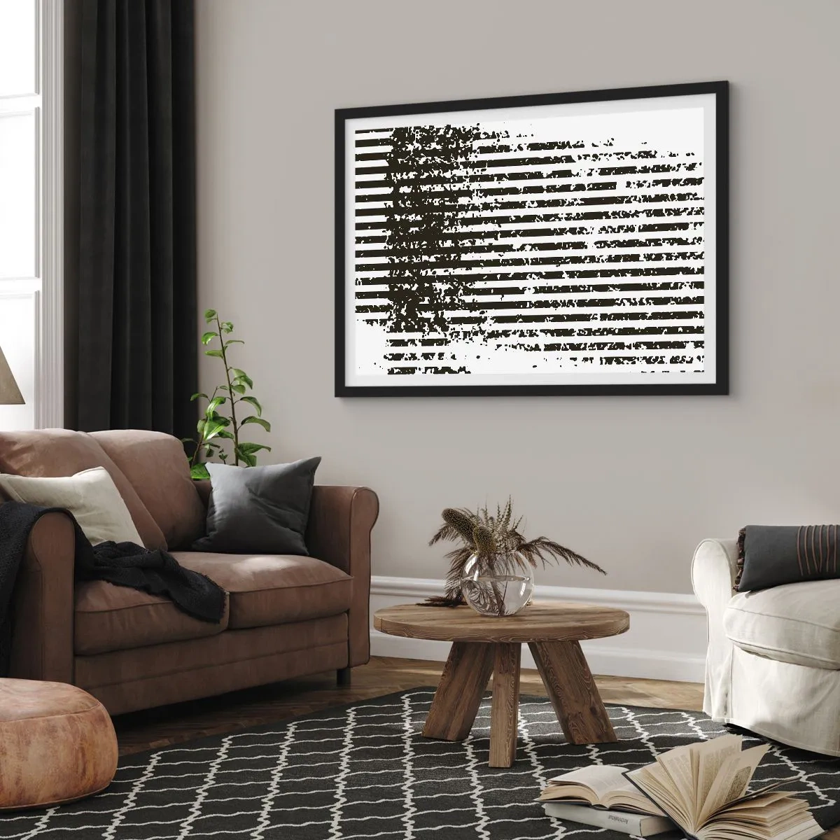 Pôster com moldura preta - Ritmo e ruído - 100x70 cm