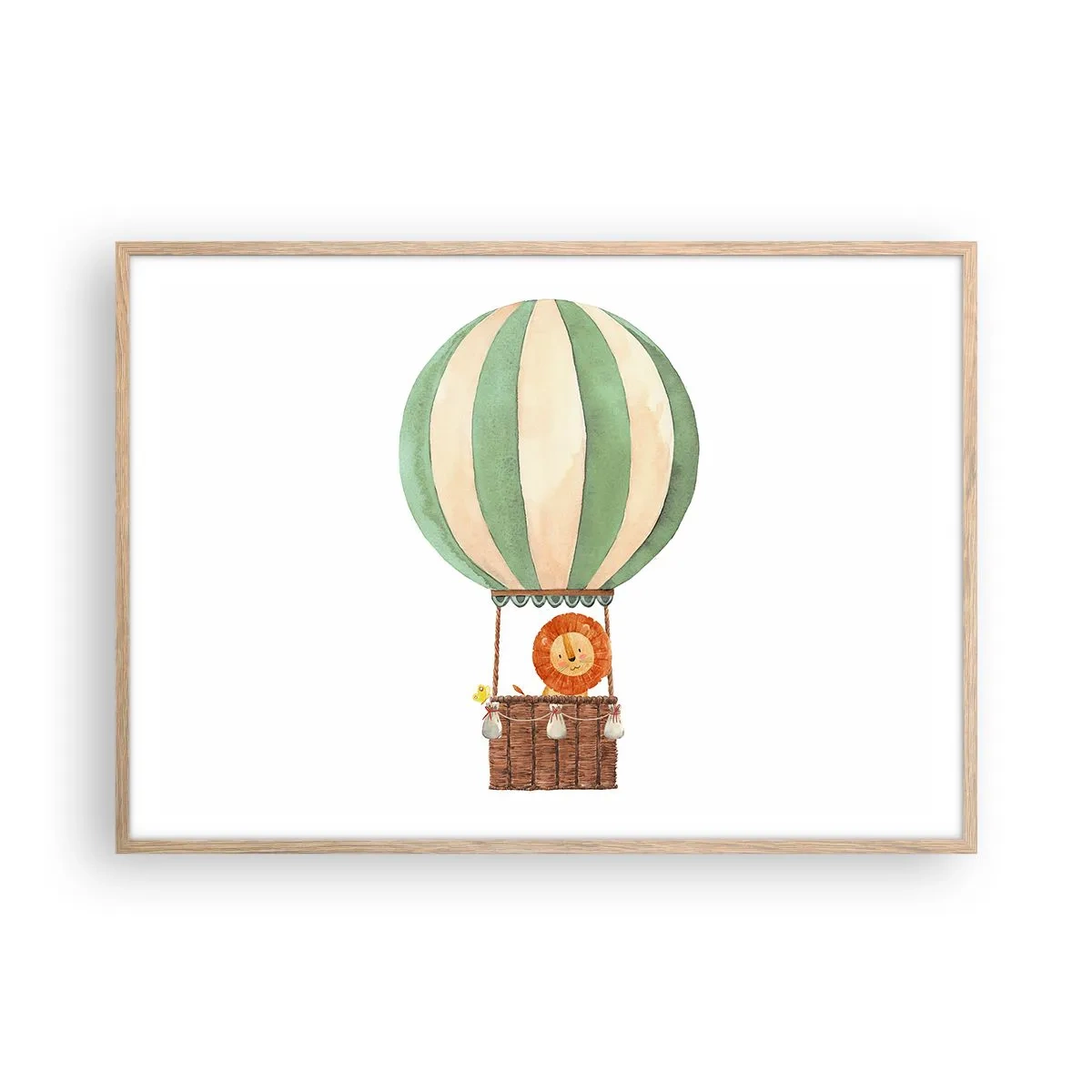 Pôster com moldura de carvalho claro - As viagens de Leon - 100x70 cm