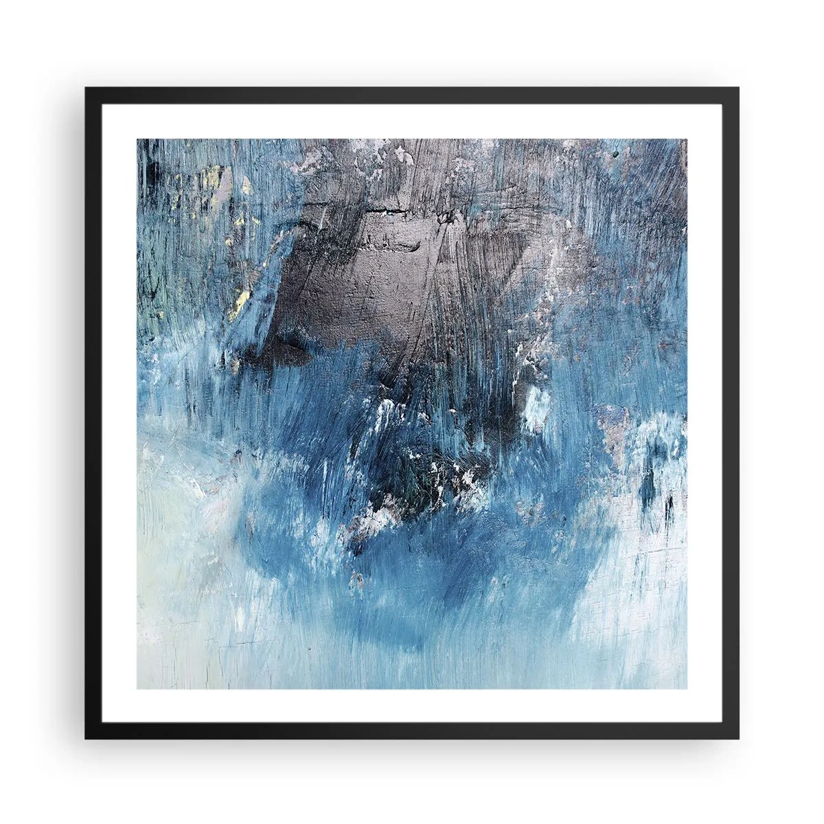 Pôster com moldura preta - Rapsódia em azul - 60x60 cm