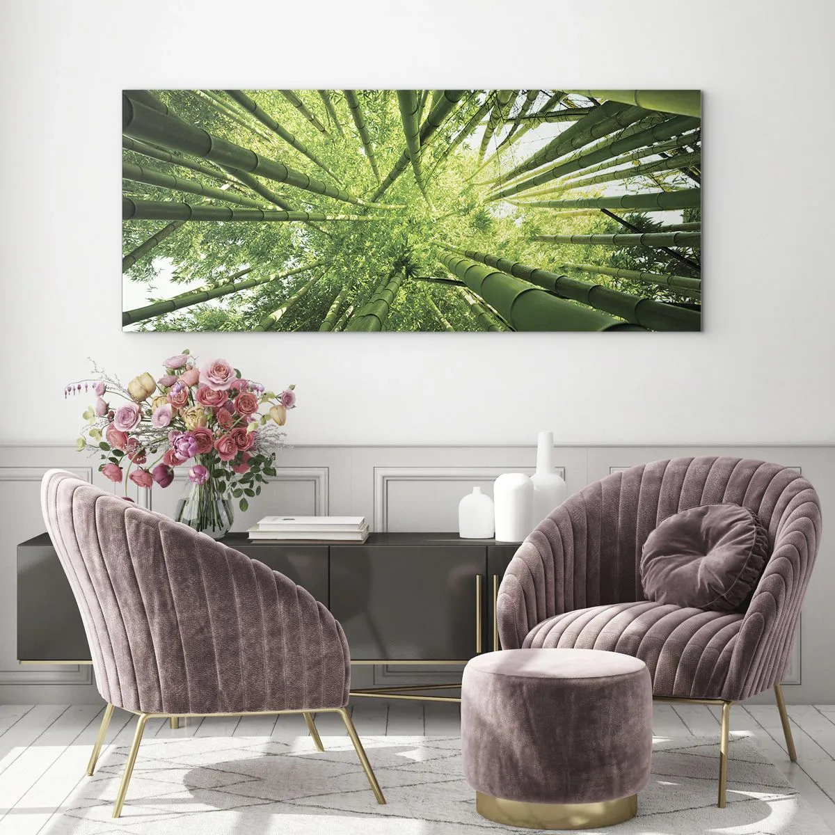 Quadro em vidro - Em um bosque de bambu - 140x50 cm