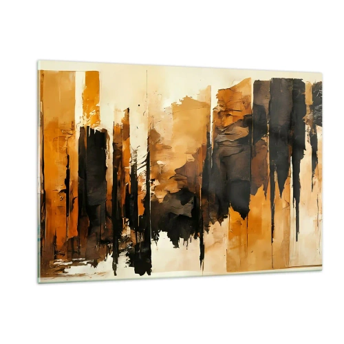 Quadro em vidro - Harmonia de preto e dourado - 120x80 cm