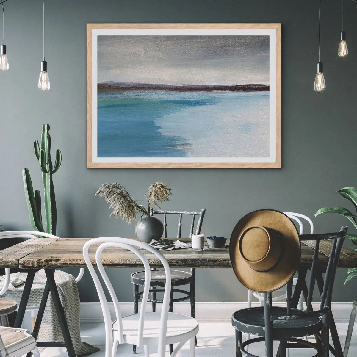 Pôster com moldura de carvalho claro - Paisagem horizontal - 100x70 cm