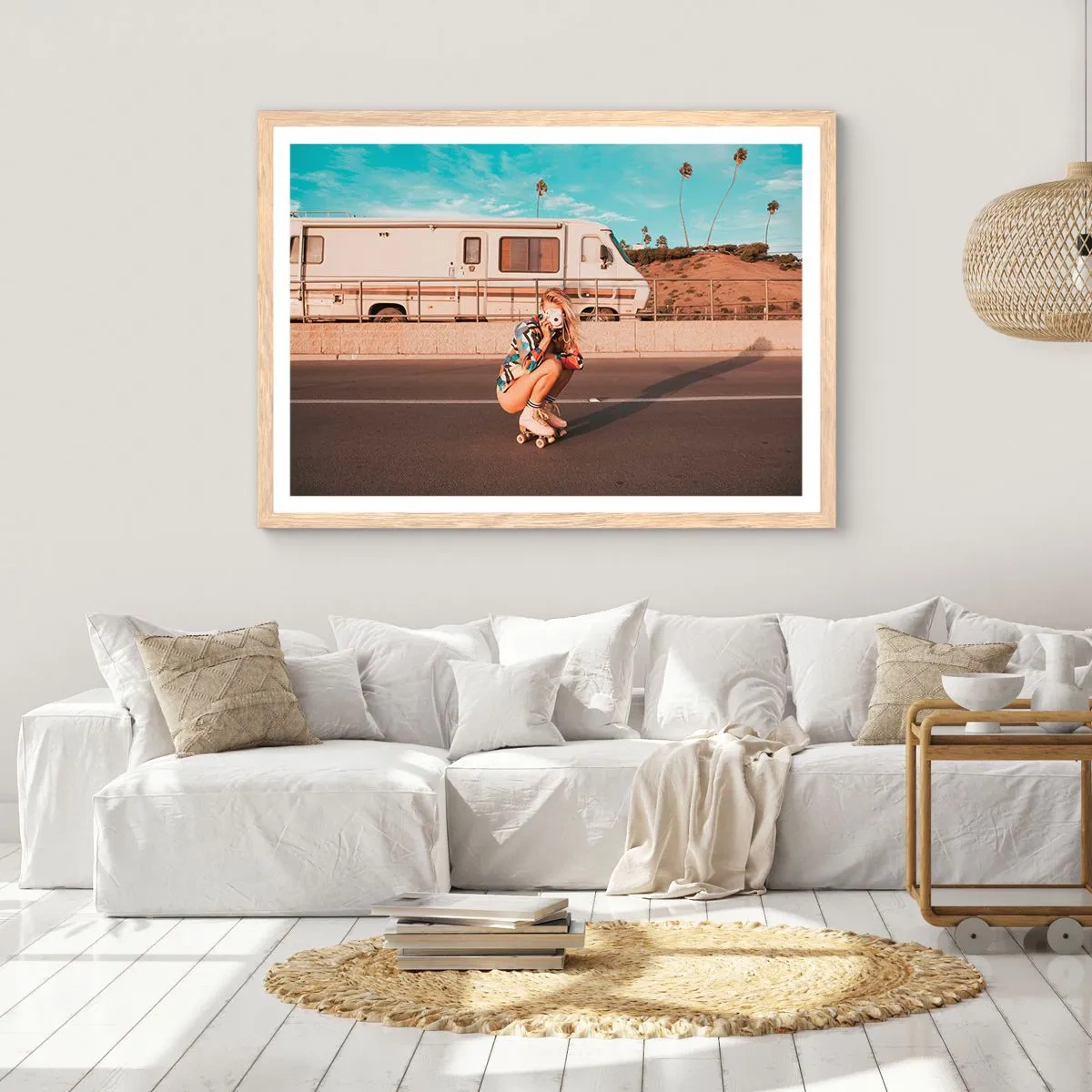 Pôster com moldura de carvalho claro - Sorria, por favor! - 100x70 cm