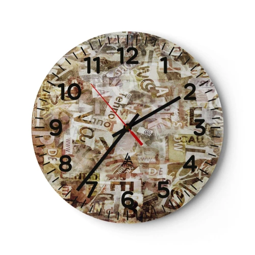 Relógio de parede - Relógio em vidro - Unificando a conversa fiada - 30x30 cm