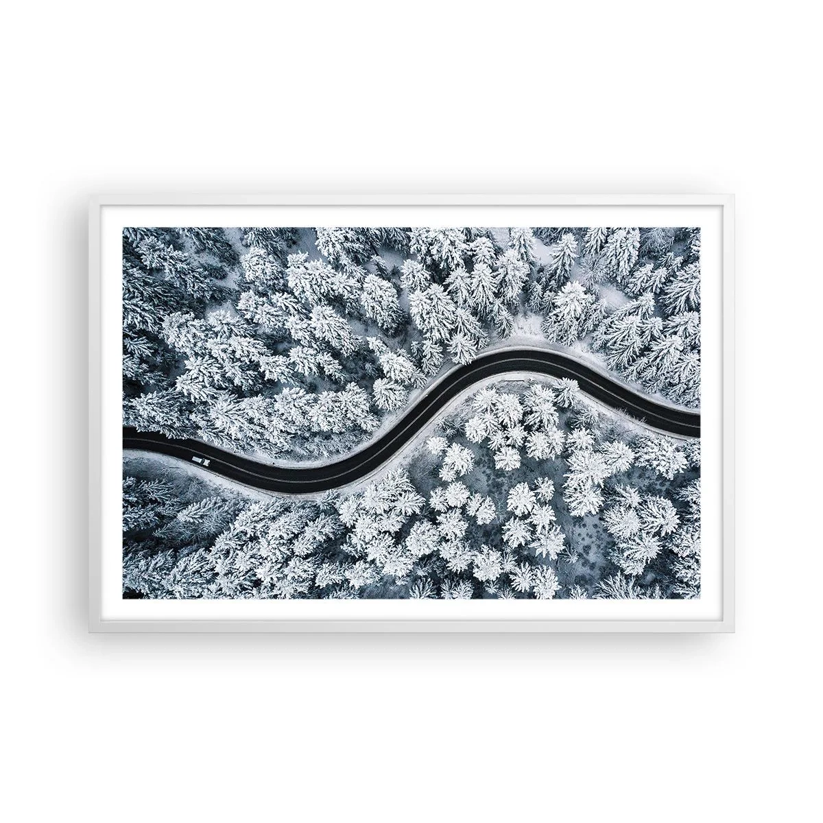 Pôster em moldura branca - Pelaa floresta no inverno - 91x61 cm