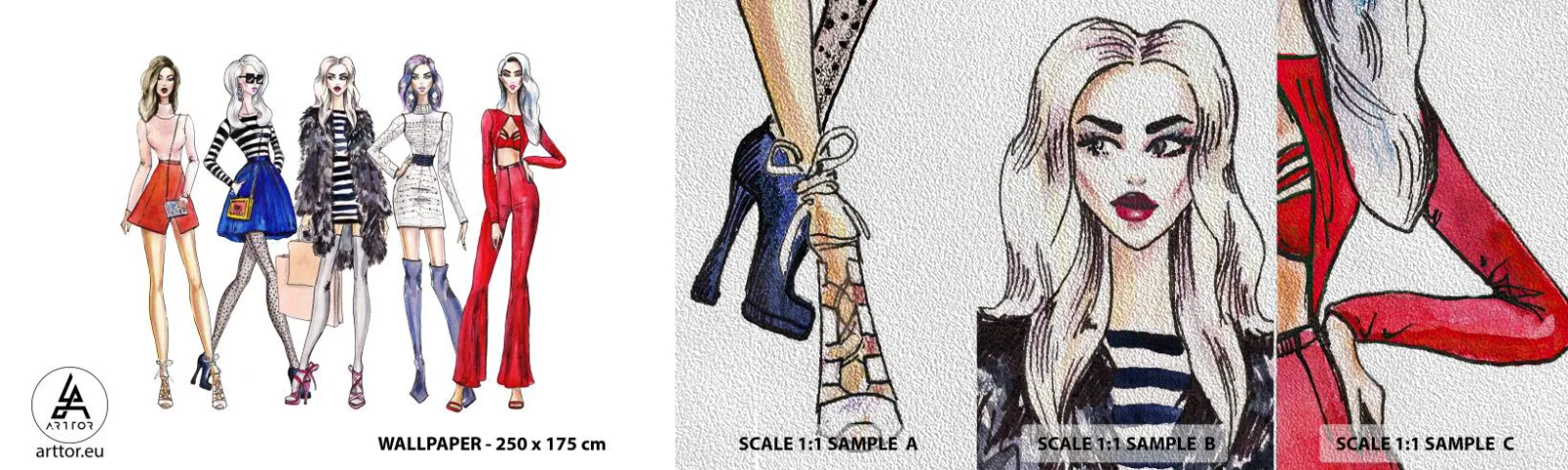 Amostra de papel de parede Premium Sand - Every week Fashion Week - Mulher, Moda, Modelo - 100x30 cm