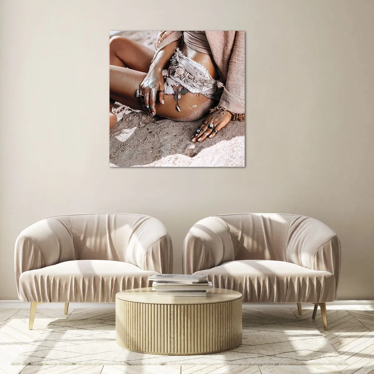 Quadro em vidro - Expulsa pelas ondas? - 40x40 cm