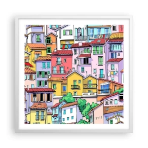 Pôster em moldura branca - Cidade divertida - 60x60 cm