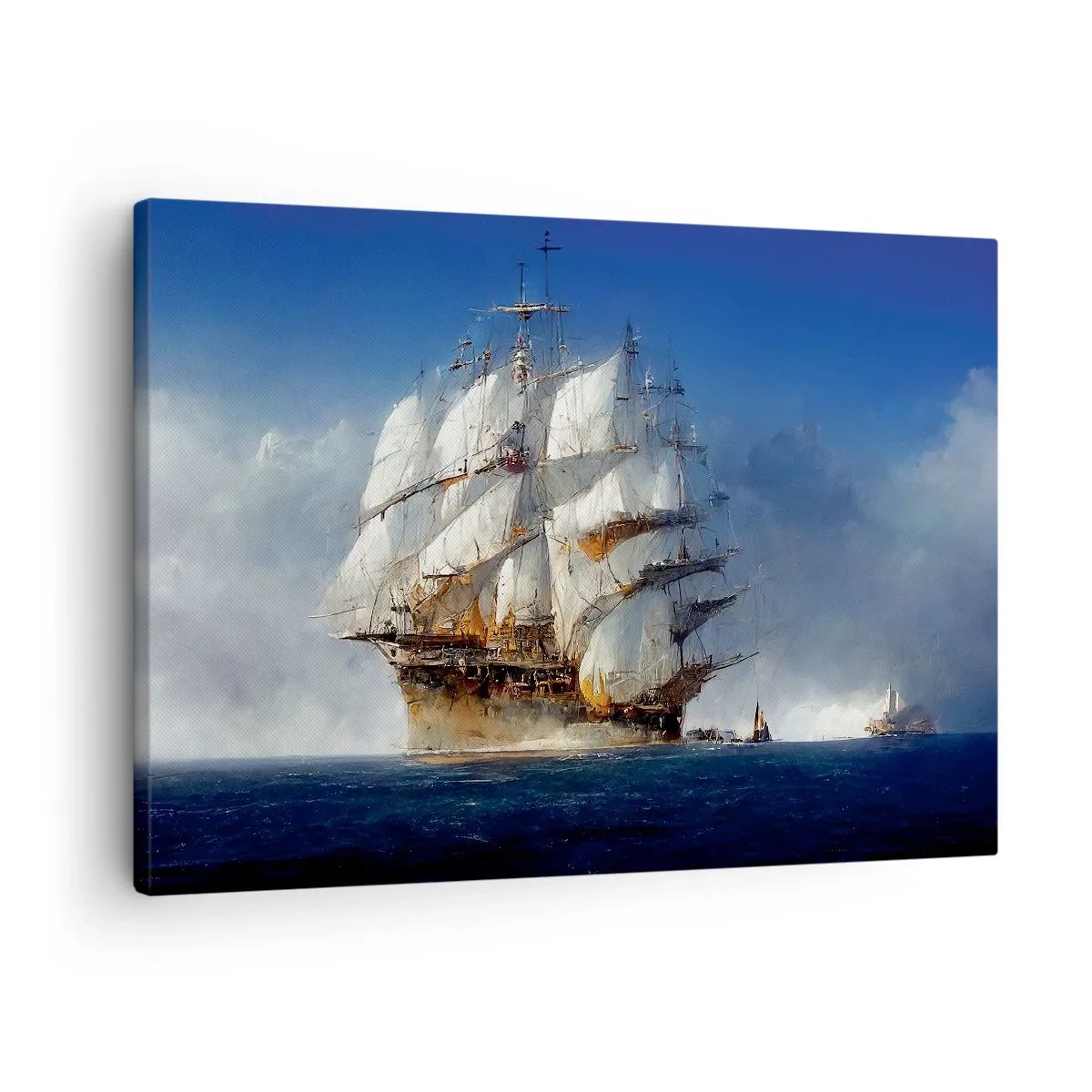 Quadro em tela - Um veleiro em mar aberto sob um céu azul - 70x50cm - A grande glória! - Decoração de parede moderna para a sala de estar e quarto ARTTOR