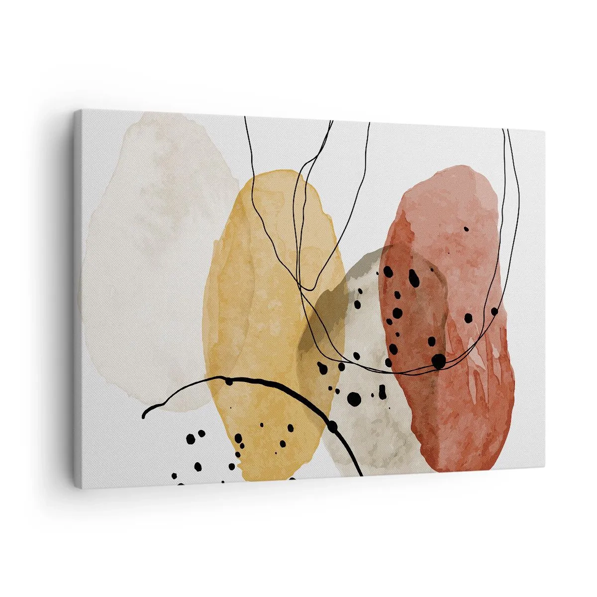 Quadro em tela - Manchas abstratas em tons de bege, amarelo e vermelho - 70x50cm - Como o ar leve e transparente - Decoração de parede moderna para a sala de estar e quarto ARTTOR