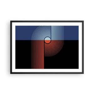 Pôster com moldura preta - Num abraço geométrico - 70x50 cm
