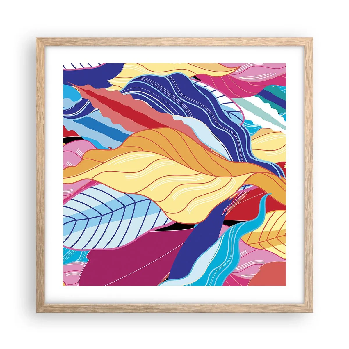 Pôster com moldura de carvalho claro - Bagunça colorida - 50x50 cm
