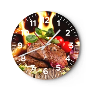 Relógio de parede - Relógio em vidro - Feito com brasas - 40x40 cm