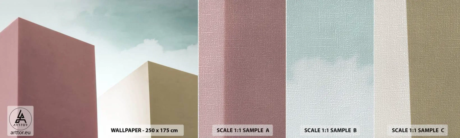 Amostra de papel de parede Premium Canvas - A geometria de um verão ensolarado - Edifícios, Arquitetura, Tridimensional - 100x30 cm