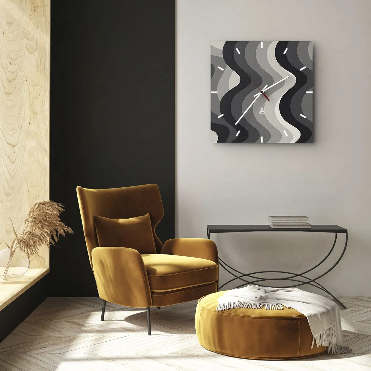 Relógio de parede - Relógio em vidro - Onda após onda - 40x40 cm