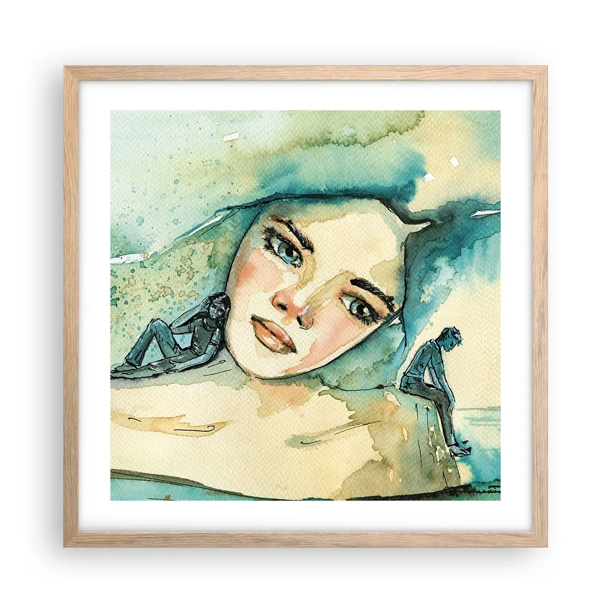 Pôster com moldura de carvalho claro - Am I blue? - 50x50 cm