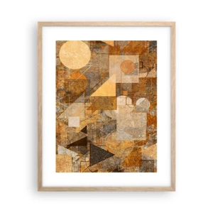 Pôster com moldura de carvalho claro - Estudo Cubista em Bronze - 40x50 cm