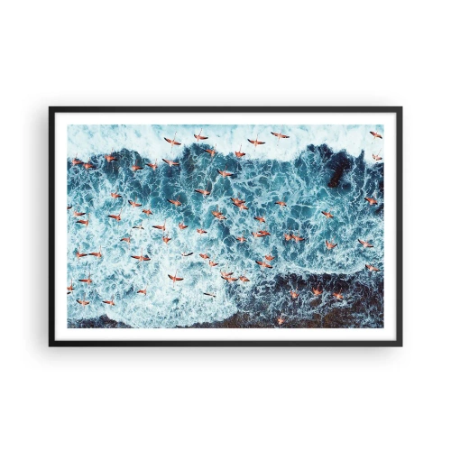 Pôster com moldura preta - Desfile à beira-mar - 91x61 cm