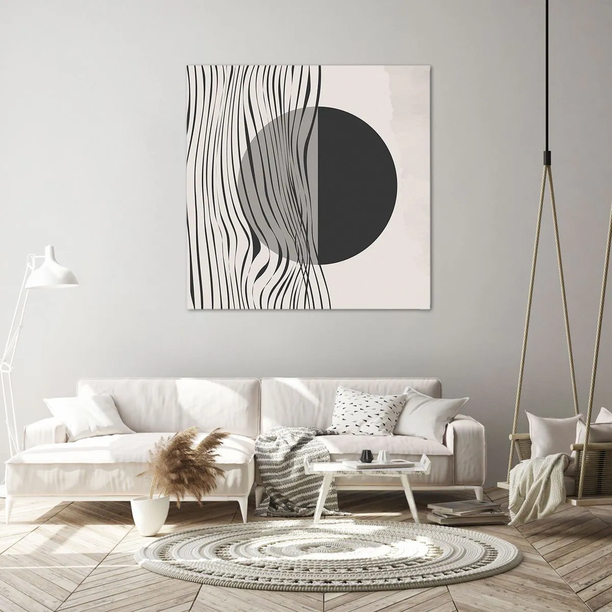 Quadro em tela - Composição da metade - 70x70 cm