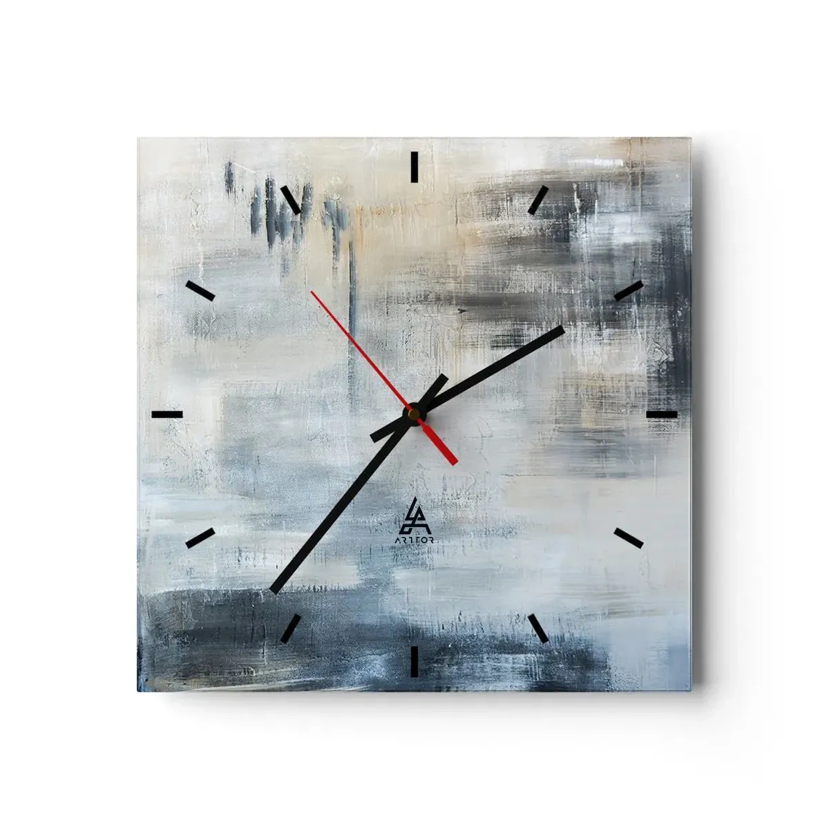 Relógio de parede - Relógio em vidro - Atrás da cortina azul - 40x40 cm