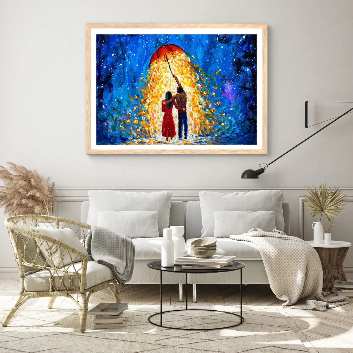 Pôster com moldura de carvalho claro - A magia de uma noite chuvosa? - 40x30 cm