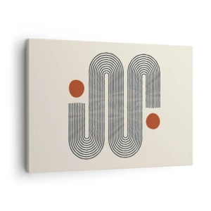 Quadro em tela - Padrão geométrico com linhas e círculos laranja - 70x50cm - Do início ao fim - Decoração de parede moderna para a sala de estar e quarto ARTTOR