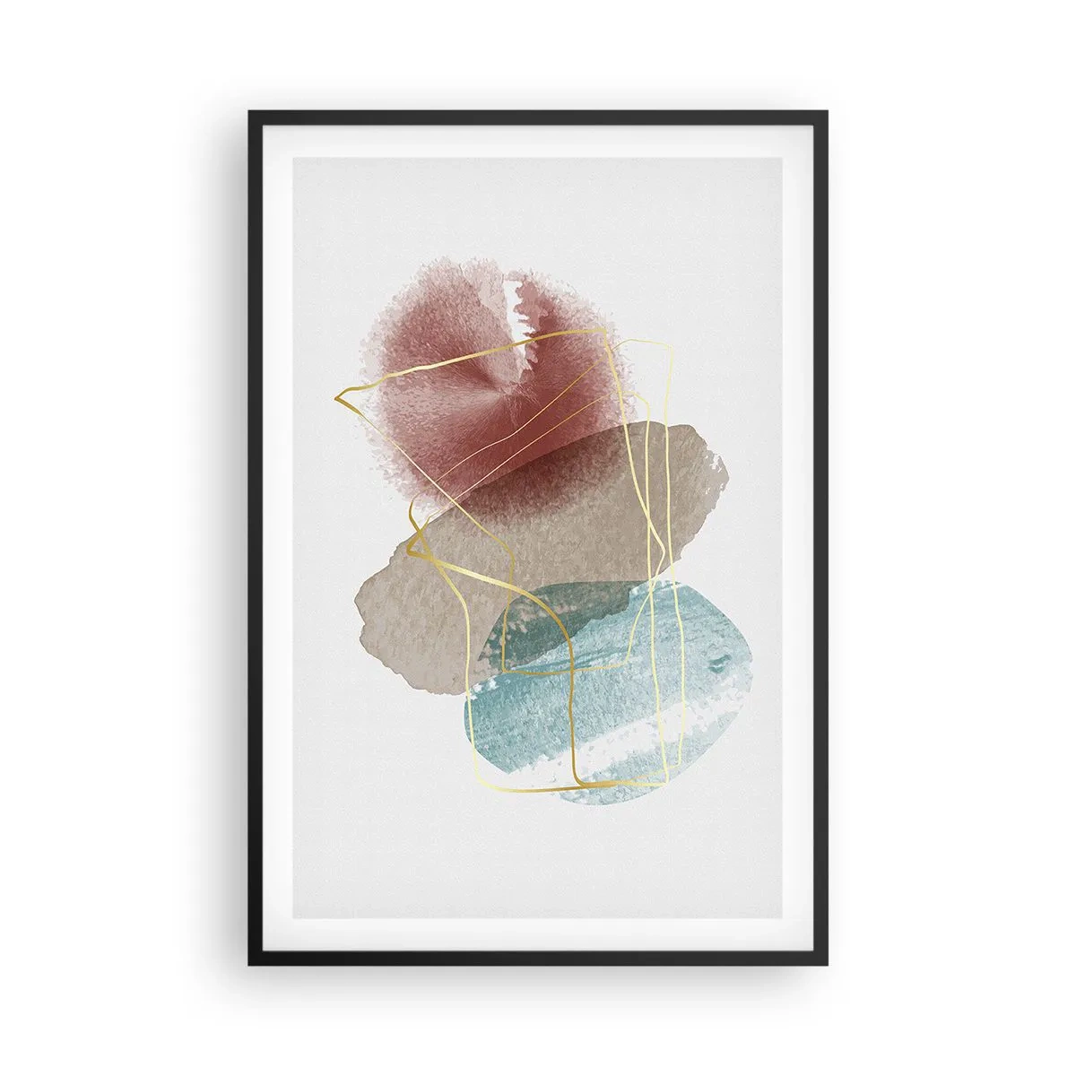 Pôster com moldura preta - Corais espaciais - 61x91 cm