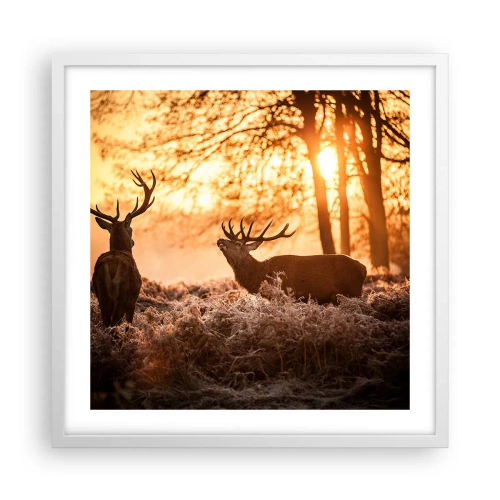 Pôster em moldura branca - O sonho do caçador - 50x50 cm