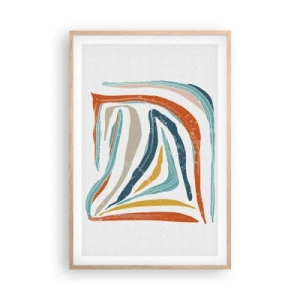 Pôster com moldura de carvalho claro - Abstração com um sorriso amigável - 61x91 cm