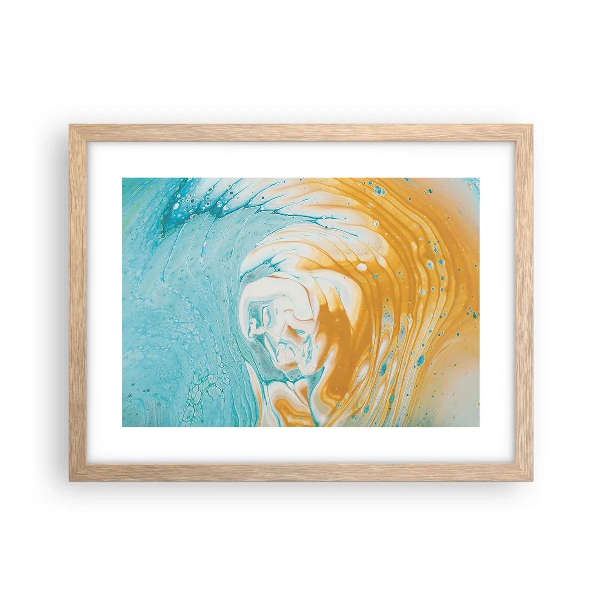 Pôster com moldura de carvalho claro - Vórtice em pastel - 40x30 cm