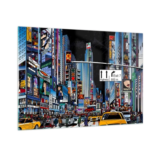 Quadro em vidro - Grande Noite em Cartoon - 100x70 cm