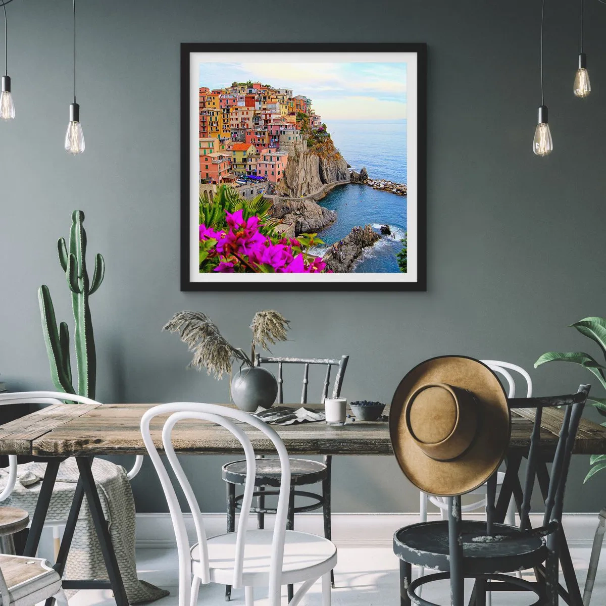 Pôster com moldura preta - A cidade que sorri - 50x50 cm