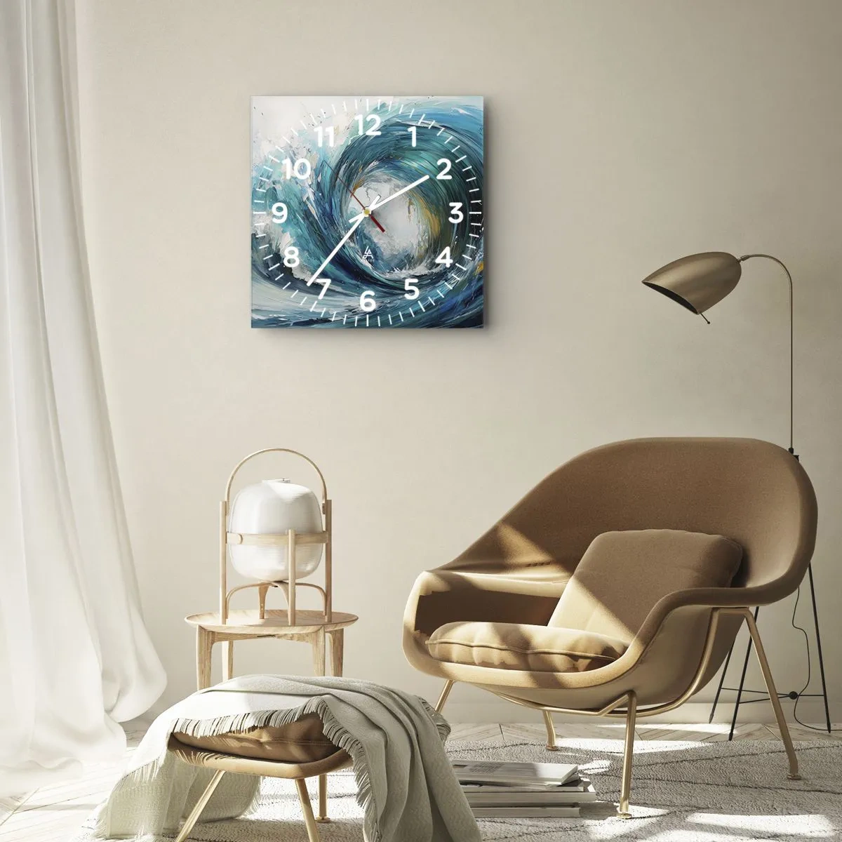 Relógio de parede - Relógio em vidro - Portal do mar - 40x40 cm