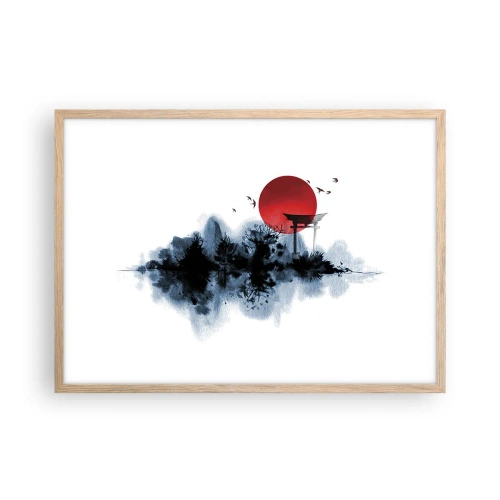 Pôster com moldura de carvalho claro - Vista japonesa - 70x50 cm
